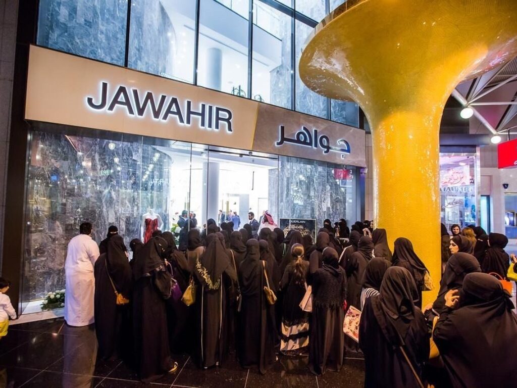 The crowds outside the store